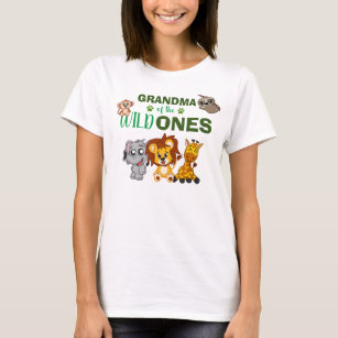Wild One Jungle Safari Zoo Animal Twins Grandma T-Shirt