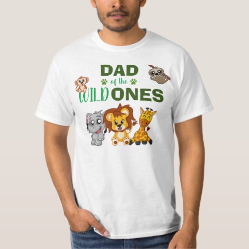 Wild One Jungle Safari Zoo Dad Twins 1st Birthday T_Shirt
