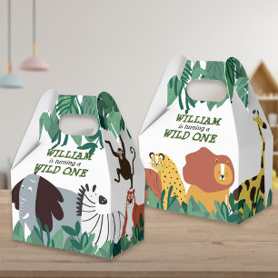 Wild One Jungle Safari Zoo First Birthday Favor Boxes