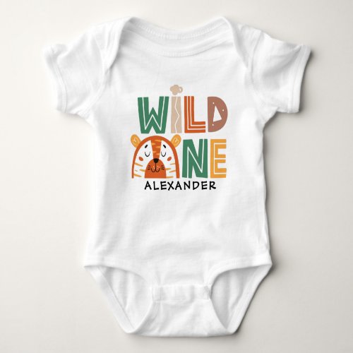 Wild One Jungle Theme 1st Birthday Baby Bodysuit