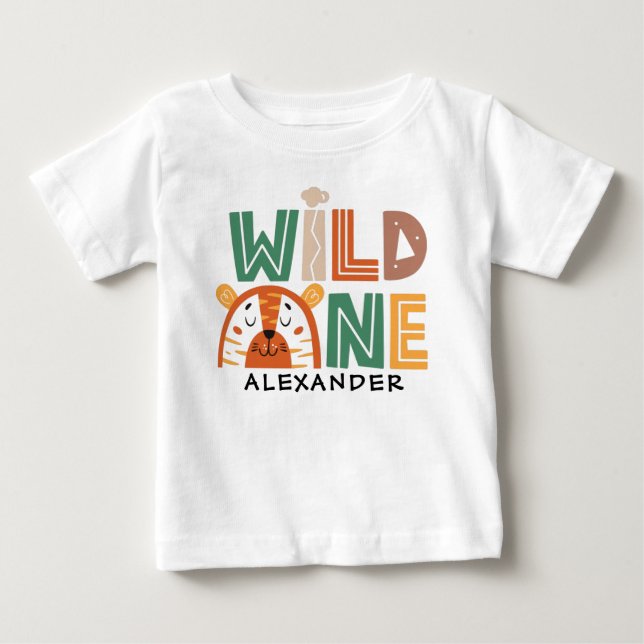 Wild One Jungle Theme 1st Birthday Baby T-Shirt (Front)