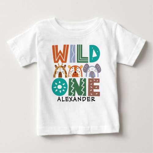 Wild One Jungle Theme 1st Birthday Baby T_Shirt