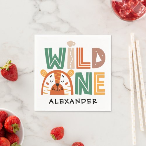 Wild One Jungle Theme 1st Birthday Napkins