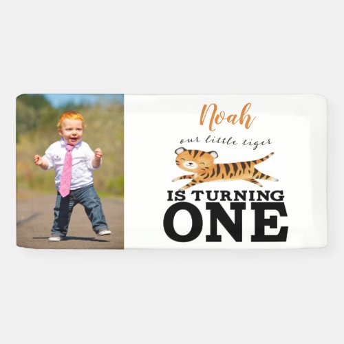 Wild One Jungle Tiger 1st Birthday Photo Banner