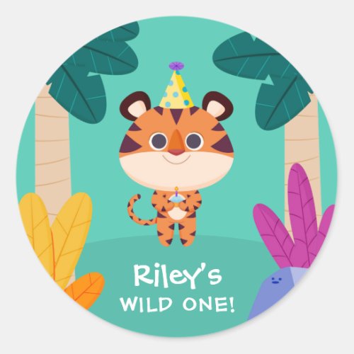 Wild One Jungle Tiger Classic Round Sticker