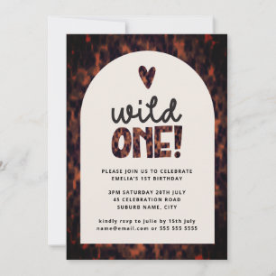 Wild One Jungle Tortoiseshell Safari 1st Birthday Invitation