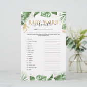 Wild One Jungle 'Word Scramble' Game Baby Shower (Standing Front)