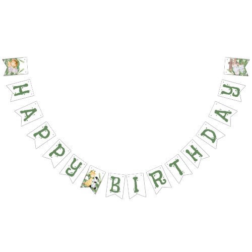 Wild One Jungle Zoo Safari Animals Birthday Bunting Flags