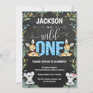 Wild One Kangaroo & Koala 1st Birthday Invitation