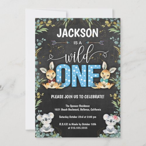 Wild One Kangaroo  Koala 1st Birthday Invitation