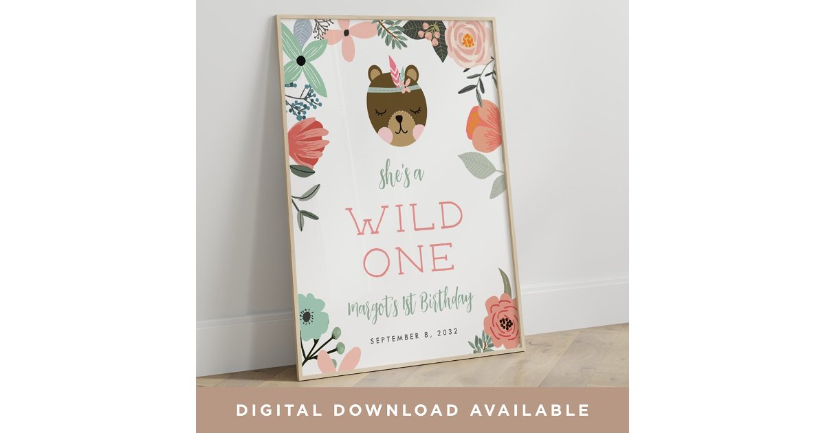Wild One | Kids Birthday Party Welcome Sign | Zazzle