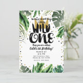 Wild One King of Things Crown 1st Birthday Party Invitation (Standing Front)