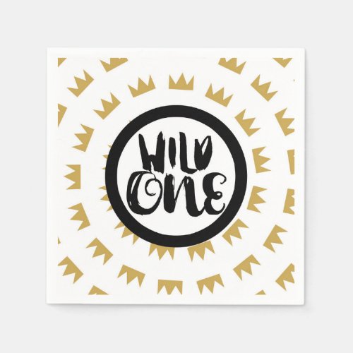 Wild One King of Things Crown 1st Birthday Party Napkins