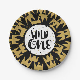 Wild One King of Things Crown 1st Birthday Party Paper Plates