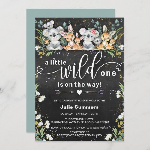 Wild One Koalas  Kangaroos Baby Shower Invitation