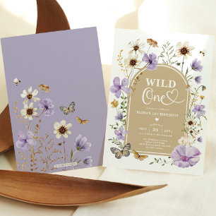 Wild One: Lavender Wildflower Meadow 1st Birthday Invitation