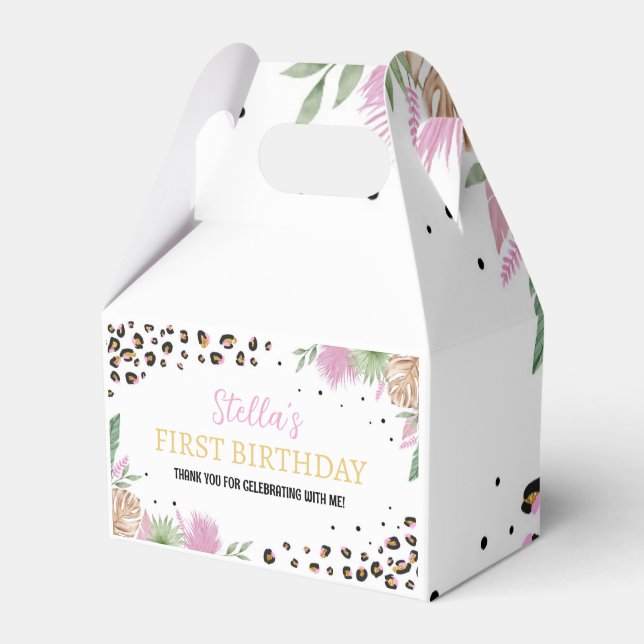 Wild One Leopard Animals Birthday Favor Box (Front Side)