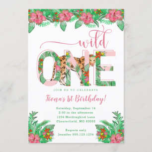 Wild One Leopard First Birthday Invitation