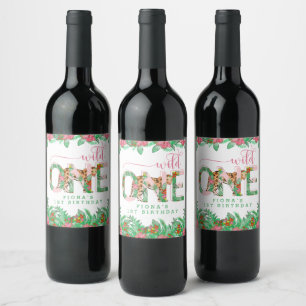 Wild One Leopard First Birthday Wine Label
