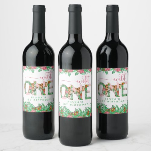 Wild One Leopard First Birthday Wine Label