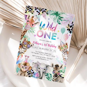 Wild One Leopard Jungle 1st Birthday Invitation