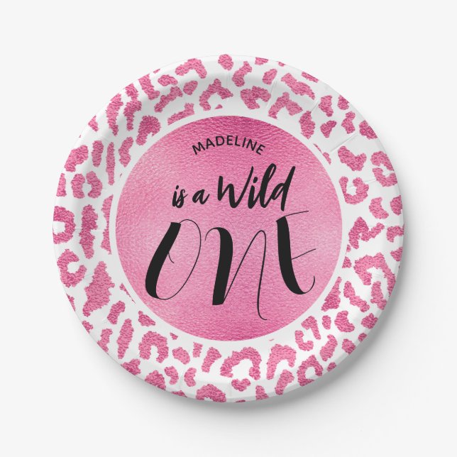 Wild One Leopard Jungle Safari 1st Birthday Paper Plates (Front)