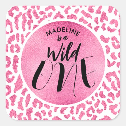 Wild One Leopard Jungle Safari 1st Birthday Square Sticker