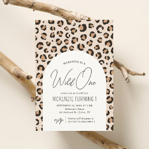 Wild One Leopard Print 1st Birthday Invitation