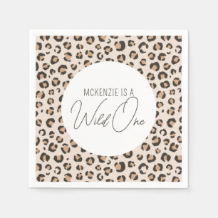 Wild One Leopard Print 1st Birthday Napkins