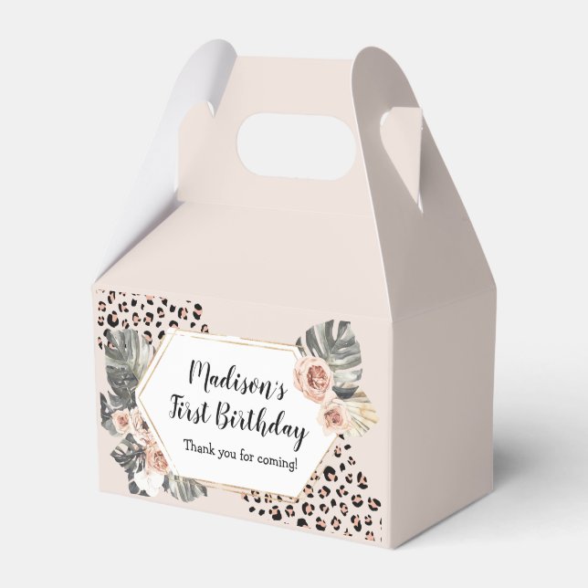Wild One Leopard Print Birthday Party Favor Box (Front Side)
