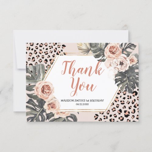 Wild One Leopard Print Birthday Thank You Card