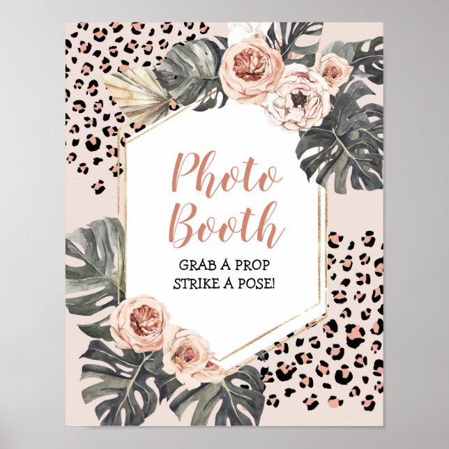 Wild One Leopard Print Girl's Birthday Photo Booth (Front)