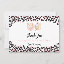 Wild One Leopard Print Pink Gold Birthday Thank You Card