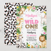 Wild One Leopard Print Safari Animals 1st Birthday