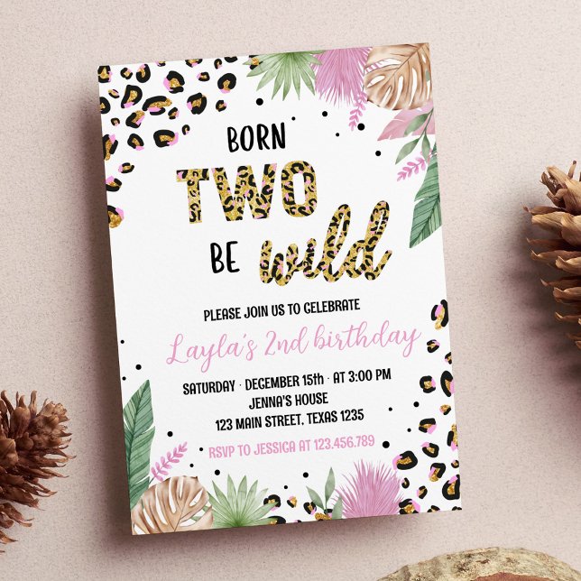 Wild One Leopard Safari 2st Birthday Invitation (Creator Uploaded)
