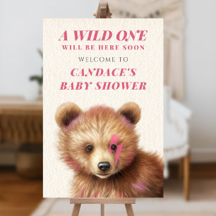 Wild One Lightning Bolt Bear Baby Shower Welcome Foam Board