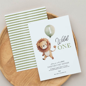Wild One Lion 1st Birthday Invitation