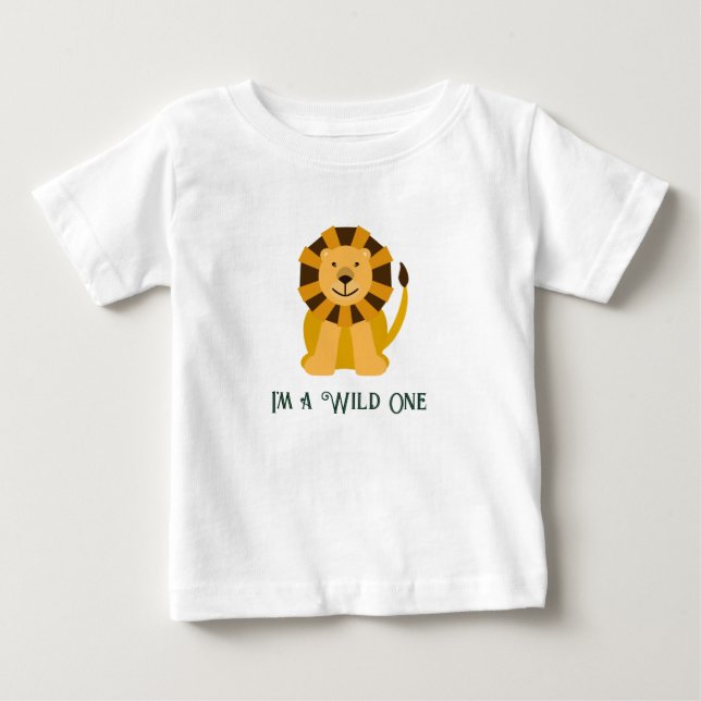 Wild One Lion Birthday Party Jungle Safari Baby T-Shirt (Front)