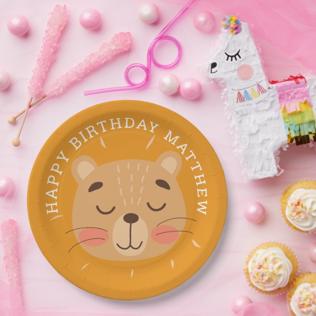Wild One Lion Birthday | Safari Animal Kids Party Paper Plates (Party)