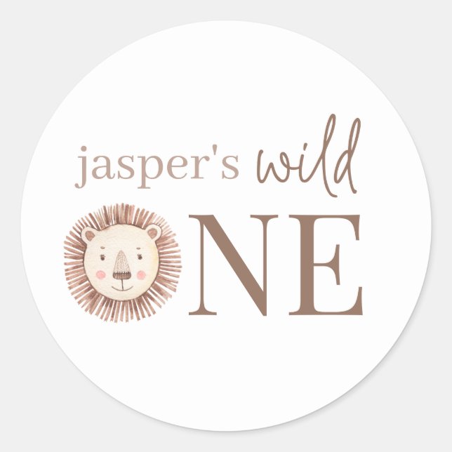 Wild One Lion Face Classic Round Sticker (Front)