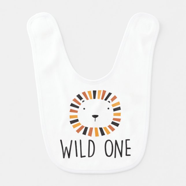 Wild one Lion first birthday Baby Bib (Front)