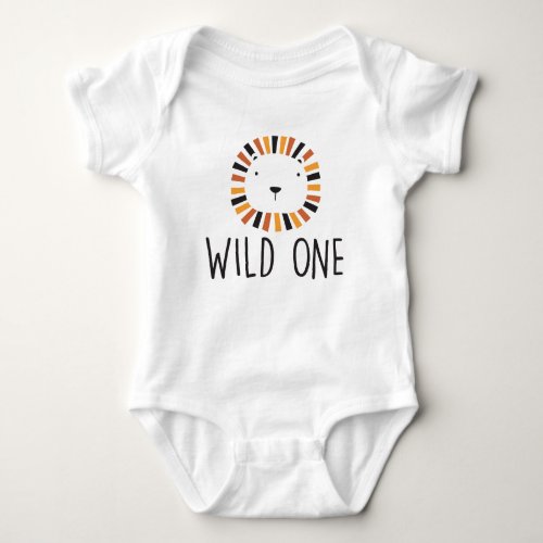 Wild one Lion first birthday Baby Bodysuit