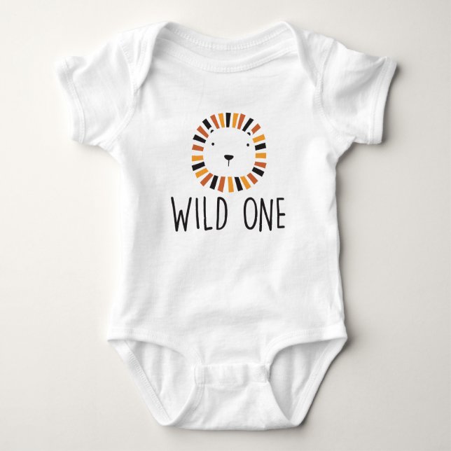 Wild one Lion first birthday Baby Bodysuit (Front)