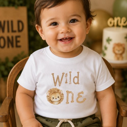 Wild One Lion First Birthday Baby Boy T-Shirt