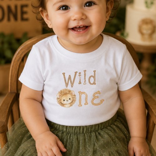 Wild One Lion First Birthday Baby Girl T-Shirt