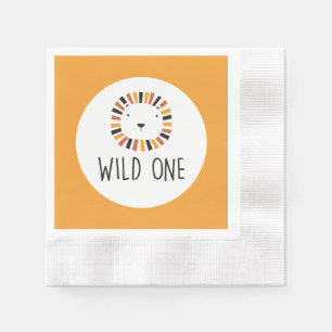 Wild one Lion first birthday Napkins
