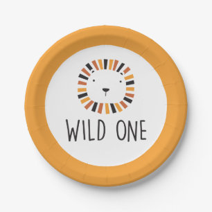 Wild one Lion first birthday Paper Plates