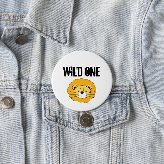 Wild one Lion head safari 1st birthday party Button (In Situ)