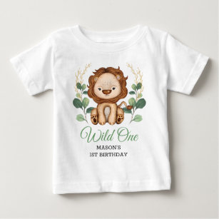 Wild One Lion Jungle King 1st Birthday Boy Baby T-Shirt