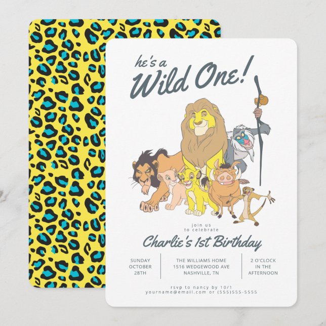 Wild One | Lion King First Birthday Invitation (Front/Back)